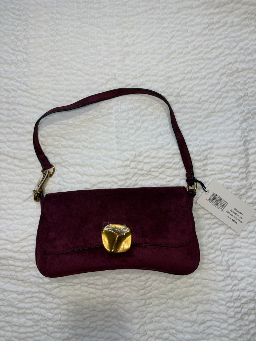 Steve Madden Wine Suede Shoulder Bag with Gold Clasp